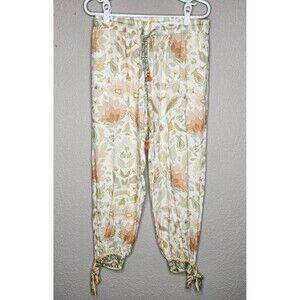 World Market Women's S/M Lola Floral Pajama Lounge Harem Pants Cream Peach